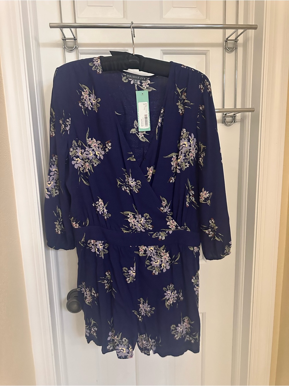 Brixon Ivy Navy Floral Long Sleeve Wrap Romper
